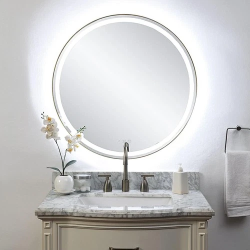 Uttermost 09947 Crofton 32 X 32 inch Plated Brushed Brass LED Lighted Mirror - Picture 5 of 11