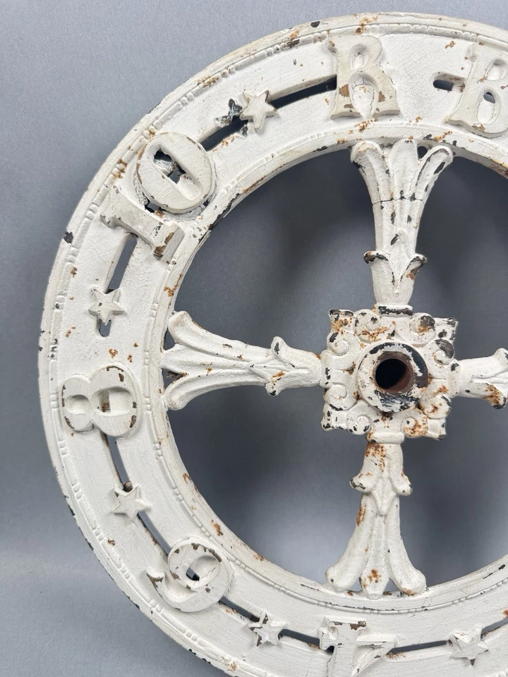 Mostrador indicador de piso de elevador antigo era Art Deco ferro fundido latão - Imagem 2 de 4