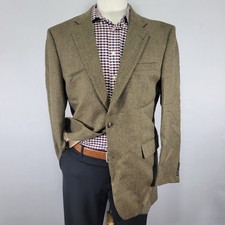 JOS A BANK Men's Tweed Flannel Sport Coat Blazer Two Button Herringbone Wool 42L