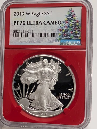 2019-W West Point American Proof Silver Eagle PF70 UC NGC Red Core XMAS Label