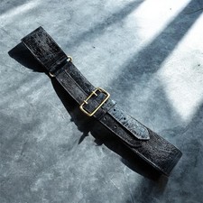 B-Low The Belt Black Snakeskin Texture Belt With Solid Brass Buckle Made In USA