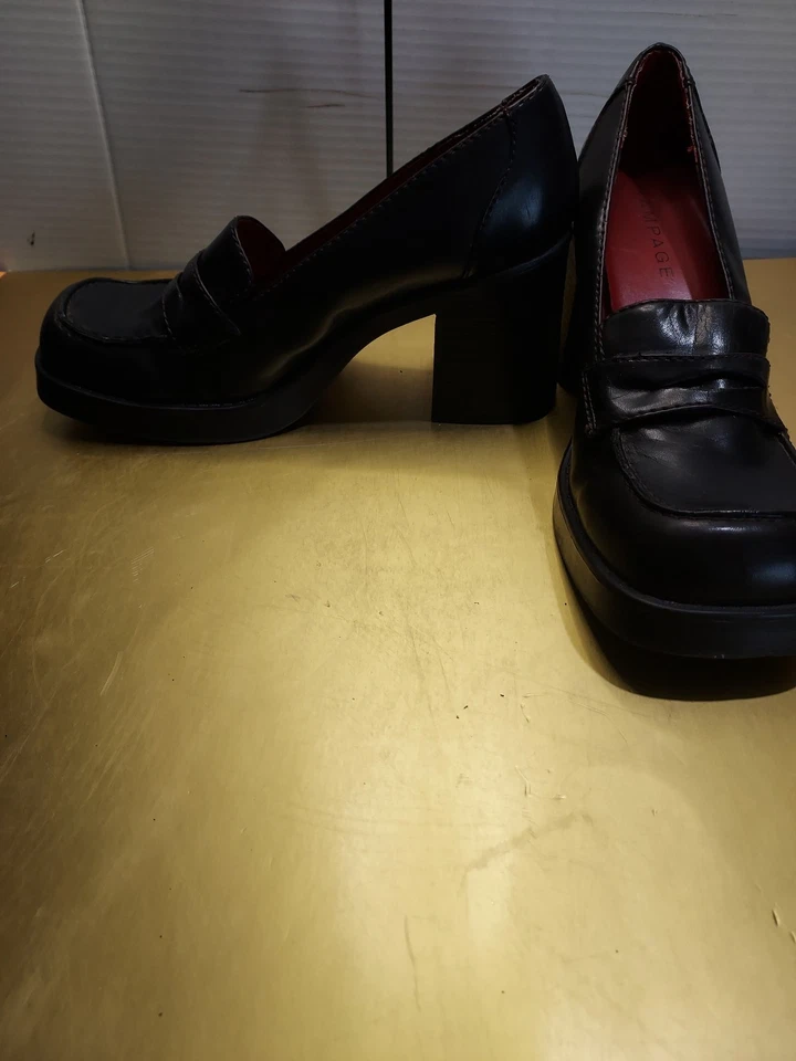 ZAPATOS MOCASINES DE COLECCIÓN RAMPAGE IMITACIÓN CUERO PLATAFORMA TACÓN GRUESO MUJER Talla 6M Foto 2 de 4