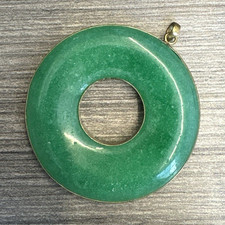 Jadeite 5.5cm diameter Donut Circle Round Pendant Stone Jewelry with Metal Bail