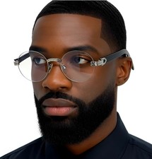 Clear Lens Retro Fashion Glasses Vintage Gold Frame Rimless Luxury Men's Hip Hop