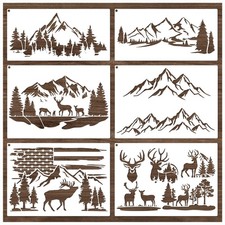 Mountain Stencils for Painting on Wood Burning 6 inches by 6 inches, White