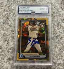 Blake Burke 2024 Bowman Chrome AUTO /50 GOLD SAPPHIRE REFRACTOR PSA 10 #95