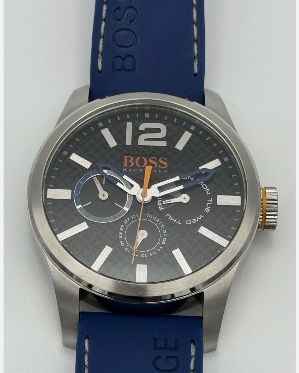 Hugo Boss Orange Men's Watch – Blue Silicone Strap, Black Dial