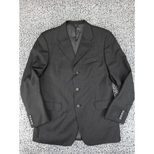 Express Mens Charcoal Grey 3-Button Blazer Jacket Textured Suit Coat 42R