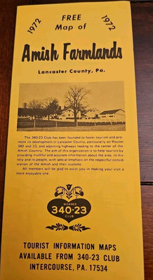1972 Amish Farmlands Travel Brochure W/ Map Lancaster County PA Vintage
