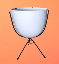 ATOMIC RETRO MID CENTURY METAL ENAMELED PLANTER PLANT STAND