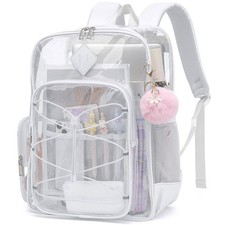 Clear Backpack for School Girls Women, Boys Kids Heavy Duty PVC Transparent B...