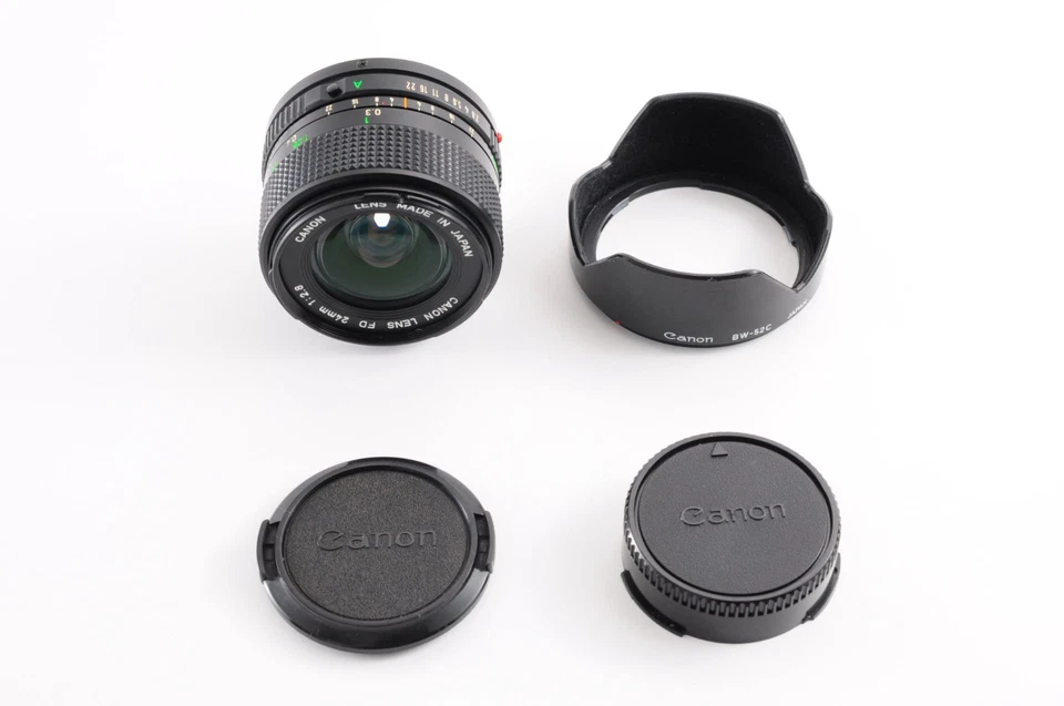 **MINT w/Hood** Canon New FD NFD 24mm f/2.8 MF Wide Angle Prime Lens + Cap Japan - Image 3 of 4