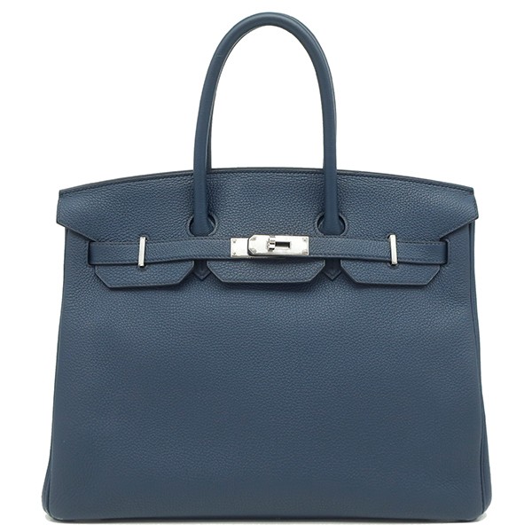HERMES Handbag Birkin 35 Togo  Blue drus SilverMetal Blue navy Y stamp 【bo