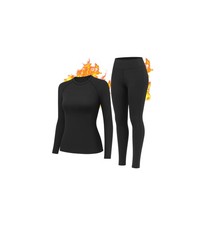 Thermal Underwear for Women Long Johns Set Fleece Lined Warm Black Base Layer...