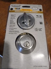 Universal Hardware Single Cylinder Deadbolt Satin Chrome UH40055 #8me