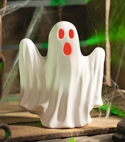 "Halloween LED Gespenst \"Farbwechsel\" Porzellan Weiß, Leucht Deko Figur Geist"