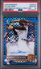 2025 Bowman Chrome Leo De Vries RC Auto Blue X-Fractor /150 Padres PSA 10