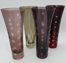 Bella Festiva Stemless Flutes Cut To Clear Etched Glass 6 Oz Each Set of 4
