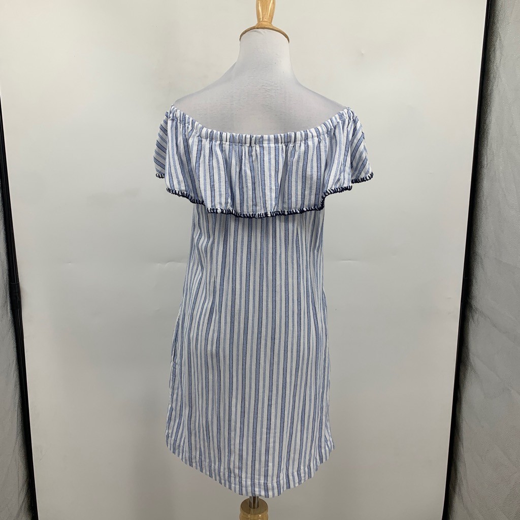 Tommy Bahama Dress Womens XS Extra Small Ticking Stripe Off The Shoulder Pockets View 6