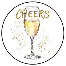 CHEERS CHAMPAGNE GLASS ENVELOPE SEALS LABELS STICKERS PARTY FAVORS