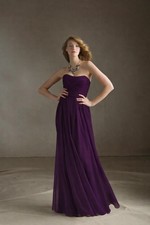 Angelina Faccenda Mori Lee Bridesmaids Floor Length #20414 Sz 2 NWT Eggplant