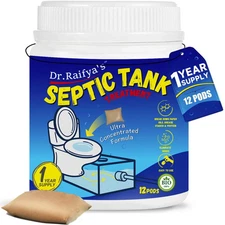 Septic Tank Treatment Pods - 12 Pcs for 1-Year Supply | Beneficial Bacteria &