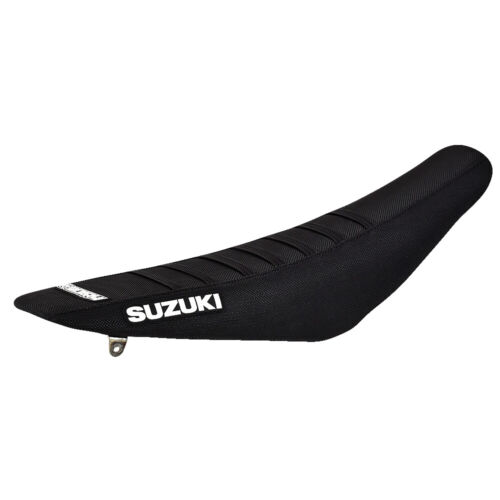 Suzuki Rm 125 250 Seat Cover Fits 2001-2011 Black with  Black Ribs #52 WITH LOGO - Picture 1 of 4