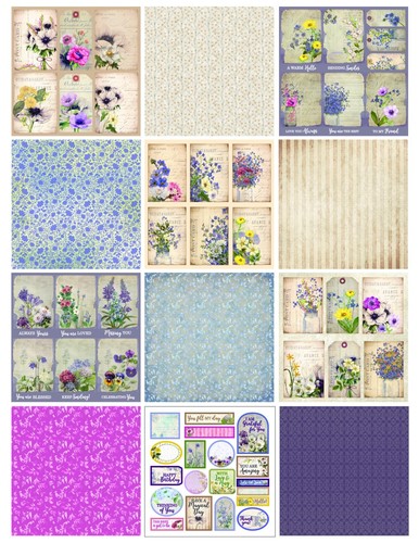 Lot of 4 Floral 12x12 Paper Pads Scrapbook Crafting Cardstock Patterned Prints - Picture 7 of 9