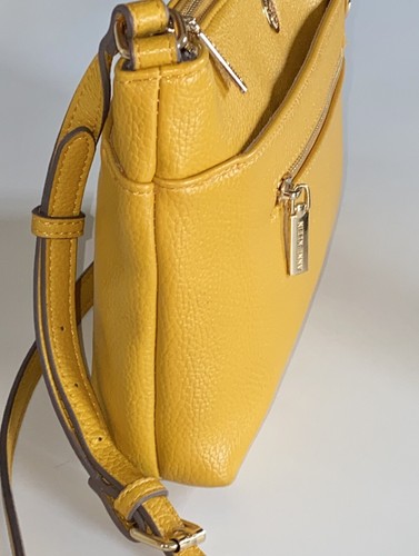 Anne Klein Classic Purse Handbag Lion Logo & Bag Charm Crossbody Cheerful Yellow - Picture 11 of 18