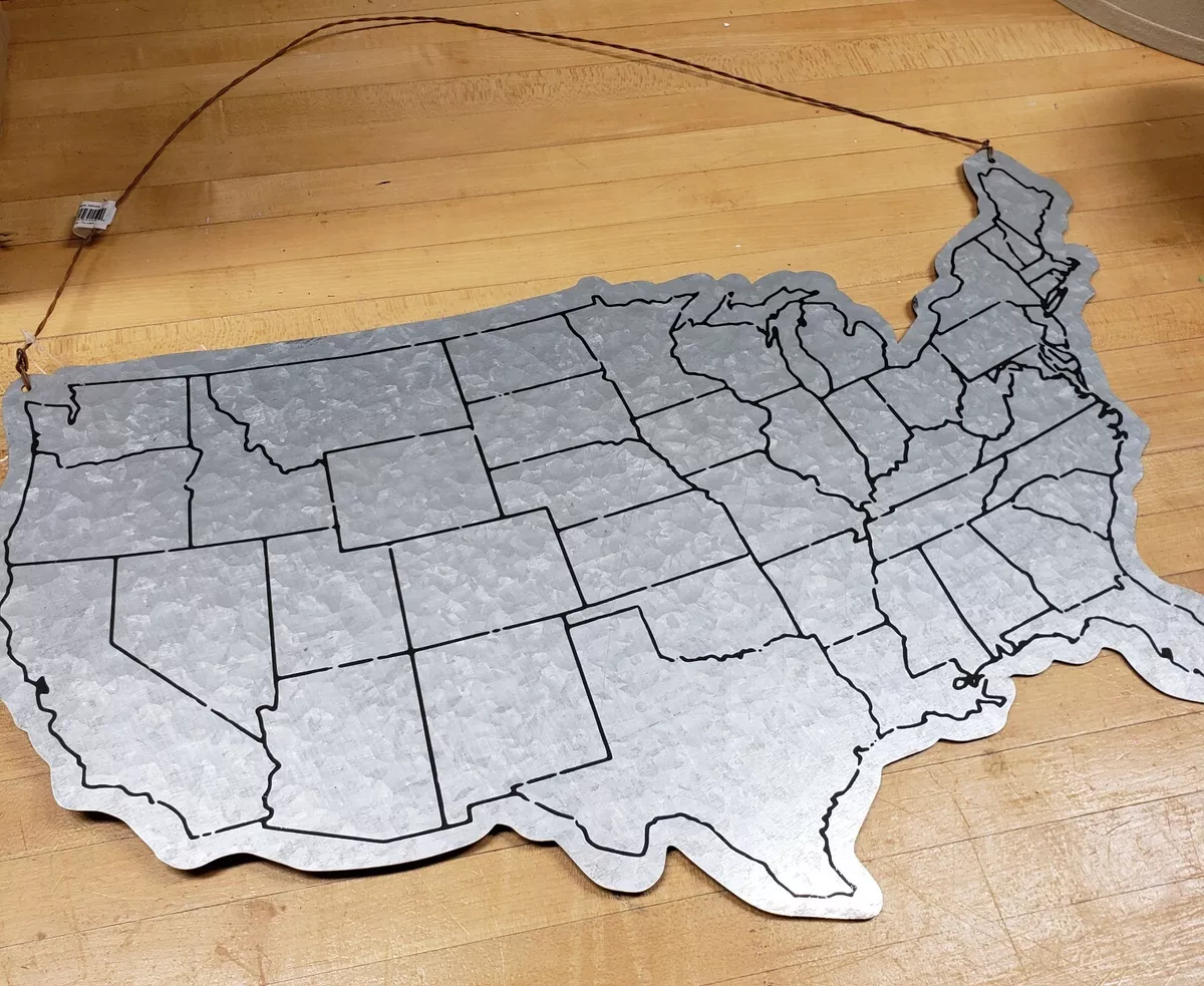 Galvanized USA Magnet Map, Wall Hanging Magnet Board ''Primitives by  Kathy