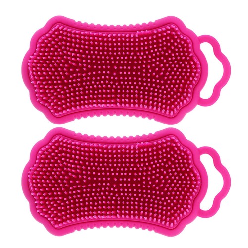 2 Pcs Shampoo Comb Silicone Bathing Brush Cleaning Massager
