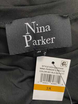 Nina Parker Womens' Black Velvet Mesh-Trim Midi Dress Plus Size 3X | eBay