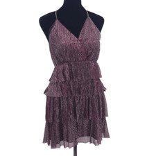 Lulus Womens Ruffled Surplice Zip Sheath Mini Dress Multicolor Size Small NWT