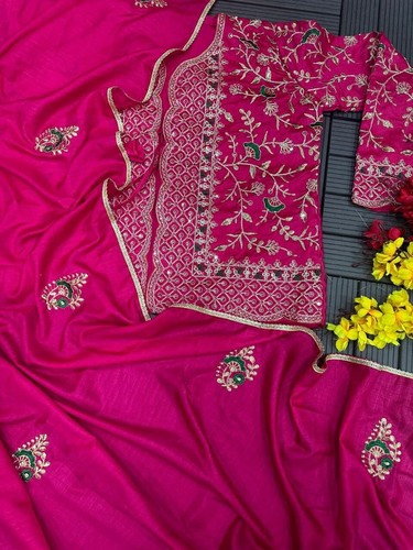 Made Ready to Wear Wrap In A Minute Pleated Saree Paired With Customized Blouse - Picture 3 of 3