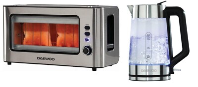 Daewoo Glass Kettle 3KW Slice Toaster Glass Front SET