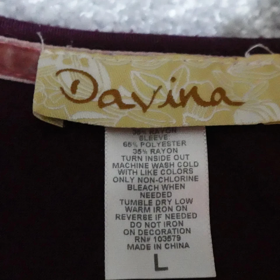 Davina 花卉蕾丝上衣女式大号勃艮第长袖套衫 — 第 2/4 张图片