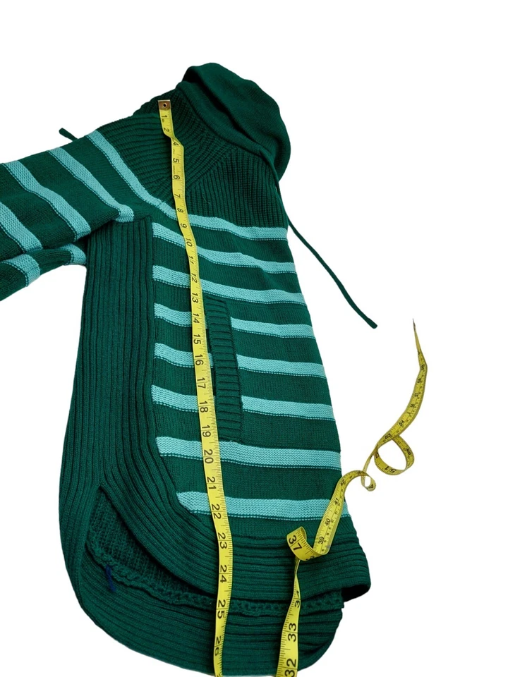 Suéter Pullover Pequeño Para Mujer St John's Bay Azul Verde Bolsillos Delanteros Capucha Foto 4 de 4