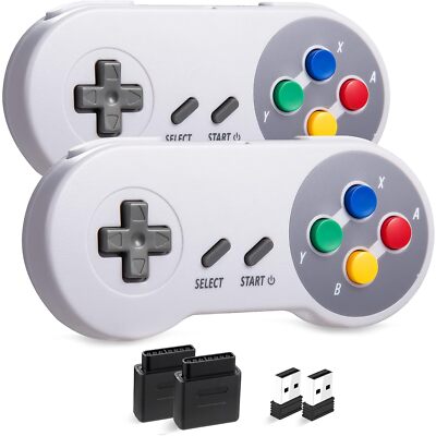 2x Wireless SNES Controller, SNES Remote Game Pad for Original SNES/SFC & PC MAC