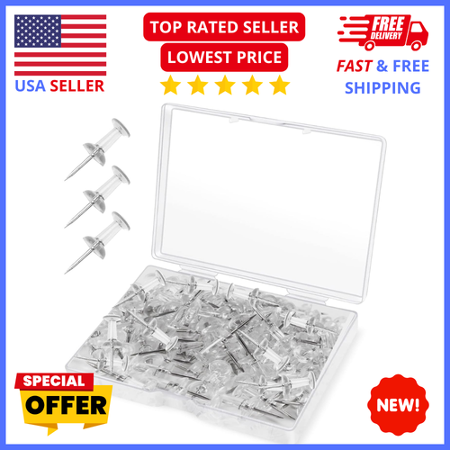 Clear Push Pins 120-Pack – Thumbtacks for Bulletin Boards, Cork Boards & Walls