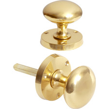 Image of Victorian Mortice Door Knob Set Polished Chrome Brass Round Rose 60mm Internal