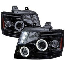Smoked Dual Halo LED DOT Projector Headlight Chevy Avalanche Tahoe Suburban