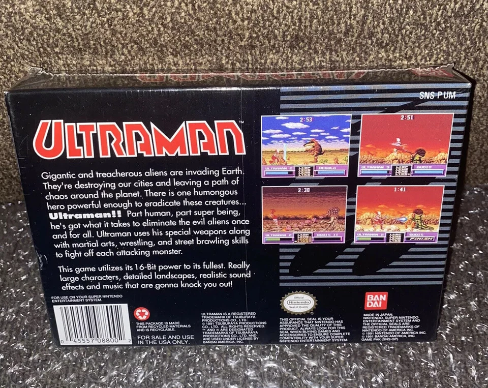 Ultraman: Towards the Future NEW SEALED! RARE SNES V-SEAM 2D FIGHTER 1991 DEBUT! - Image 2 of 4