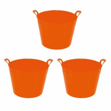 3 x 20L ORANGE Flexi Tub Garden Flexible Storage Builders Bucket Home