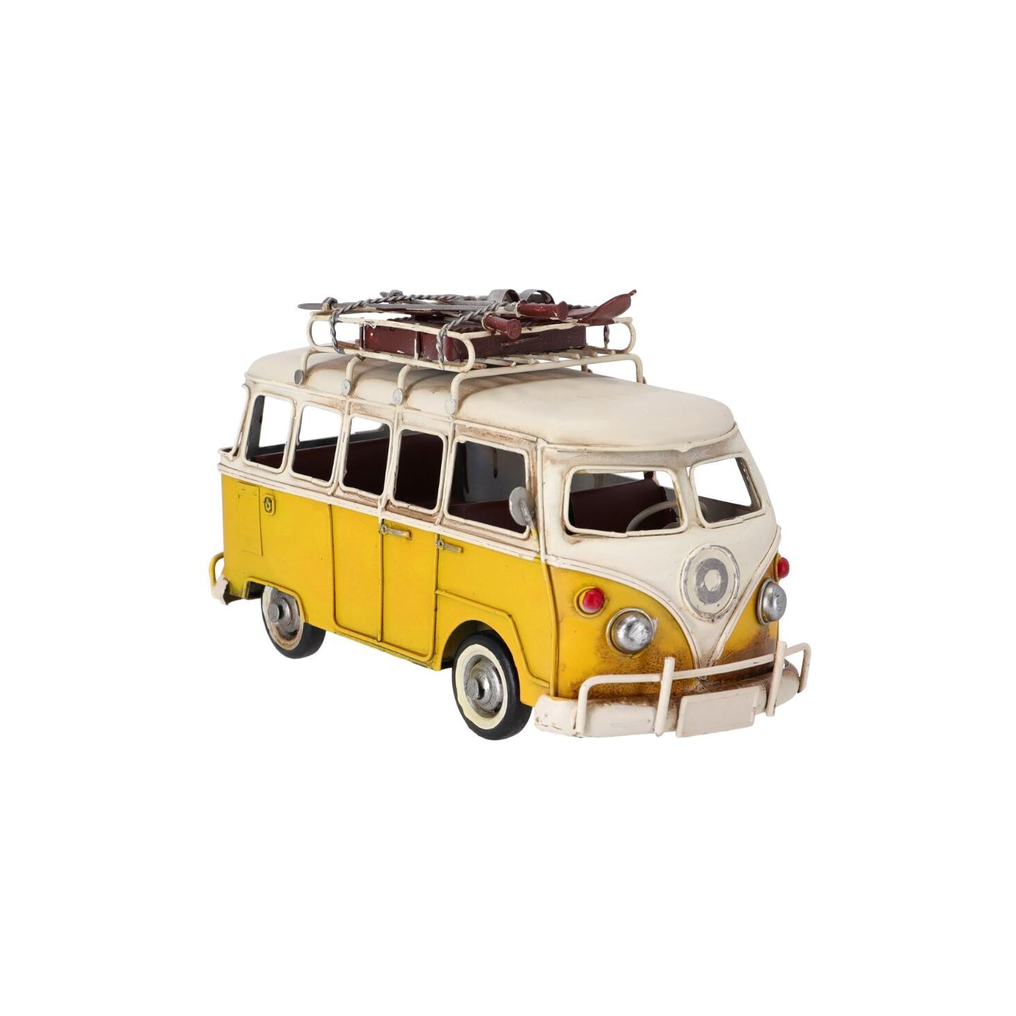 Modelo en Lata de Bus para Esquiadores Version Amarillo De 28CM Idea Regalo