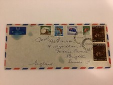 6 FRANCOBOLLI AFFRANCATI posta aerea Env da MARTINBOROUGH, NUOVA ZELANDA a BRIGHTON 1960