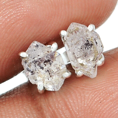 Natural Herkimer Diamond - USA 925 Silver Earrings Studs Jewelry CE46018