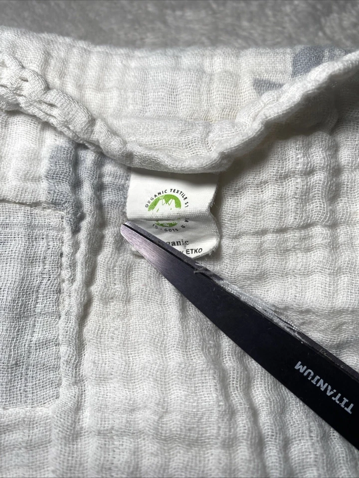 Manta de algodón orgánico Mart bebé veleros olas azul gris blanco muselina Foto 3 de 4