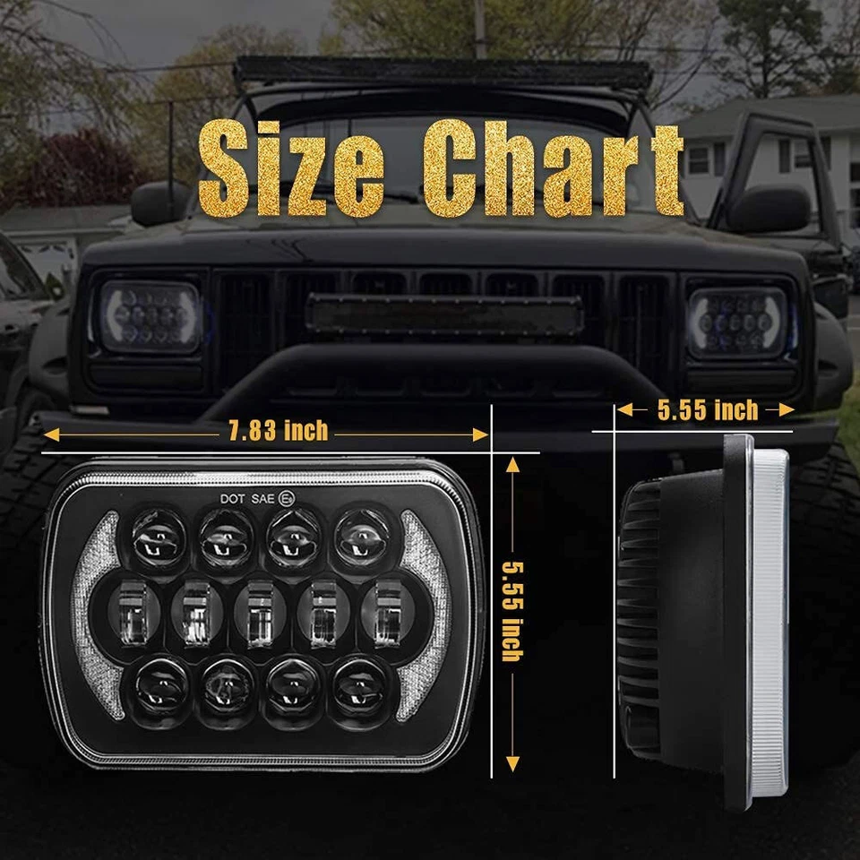 Kit de luces delanteras DRL de haz alto/bajo de 5X7"" para Toyota Hilux 1983-2004 Foto 3 de 4