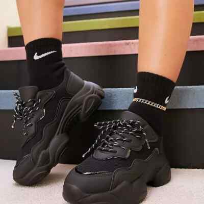 ASOS DESIGN Divine chunky trainers in black size 11 UK