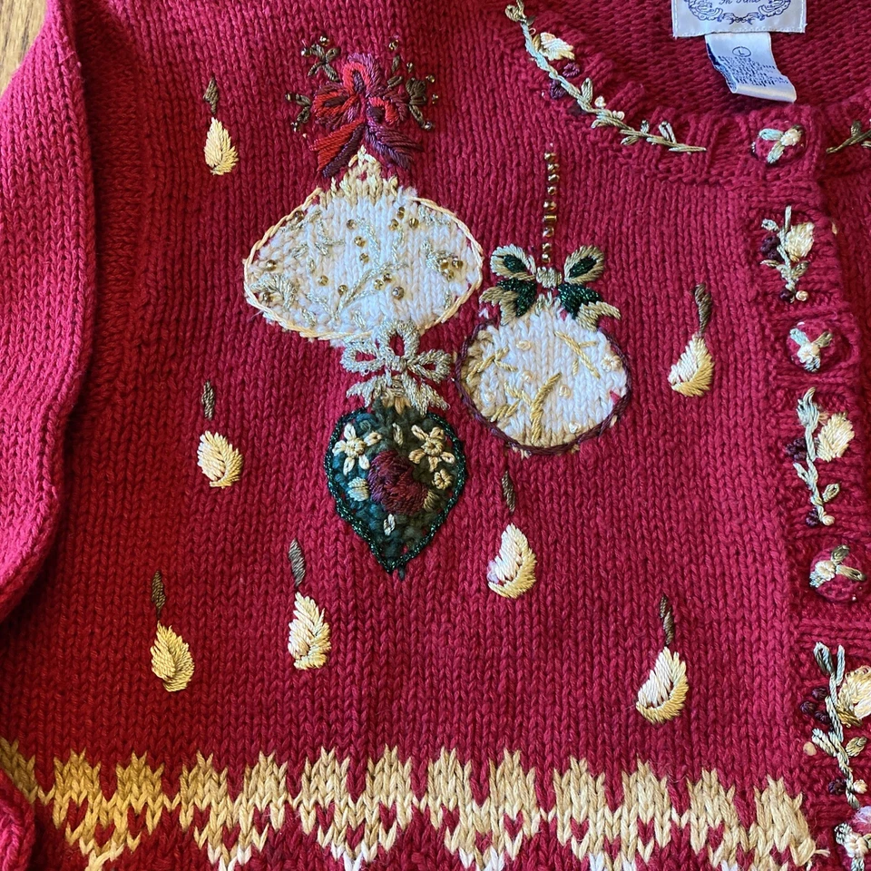 Suéter grande de vacaciones de Navidad Stitches in Time adornos grandes regalos árbol Foto 4 de 4